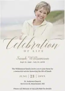 Celebration of Life Announcement example