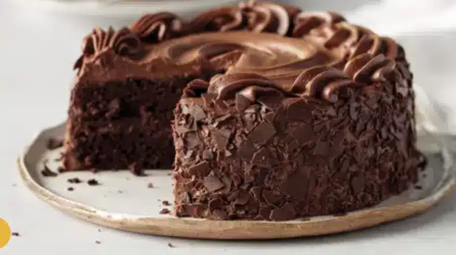 Chocolate Cake with piece missing from it